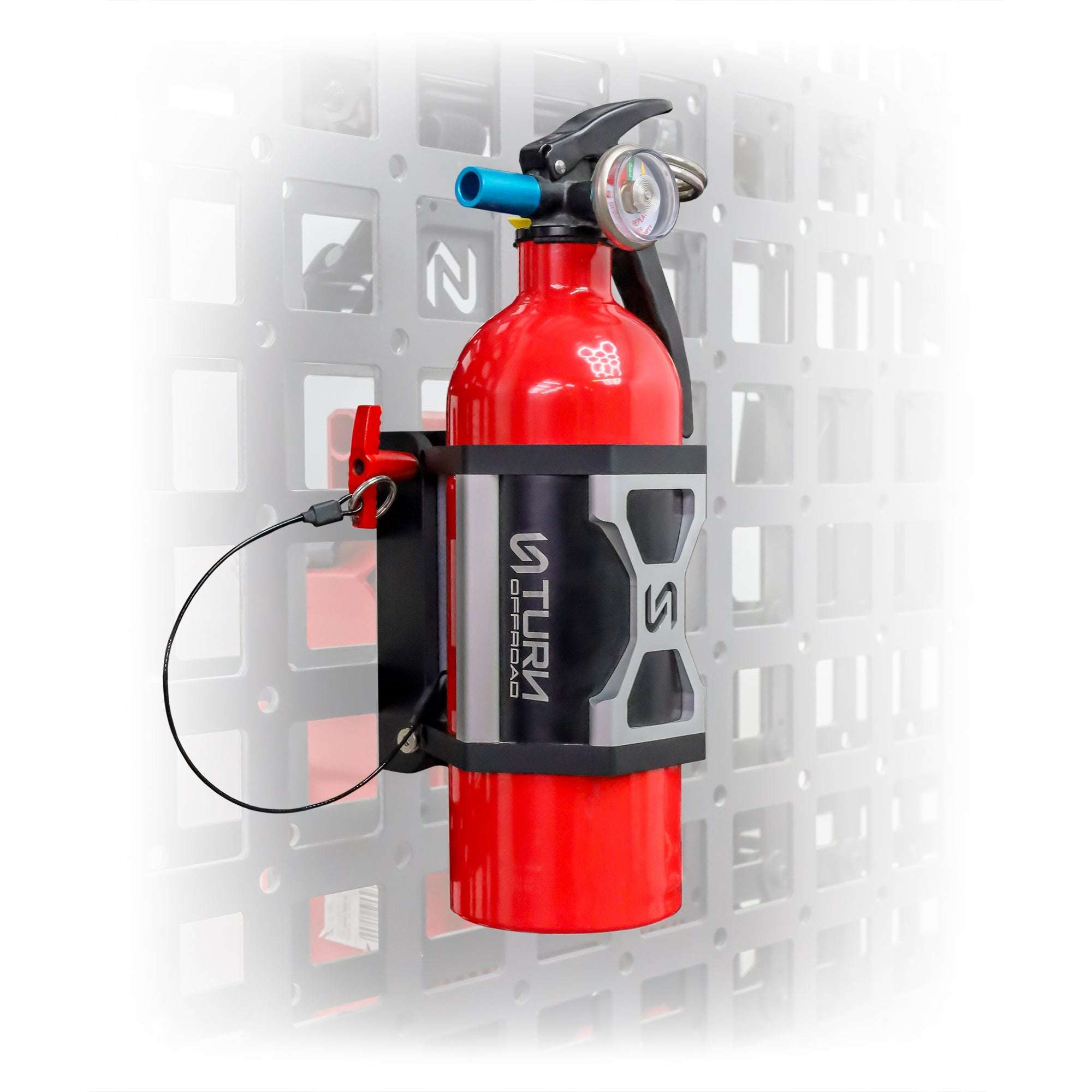 Fire extinguisher mounted with secure bracket