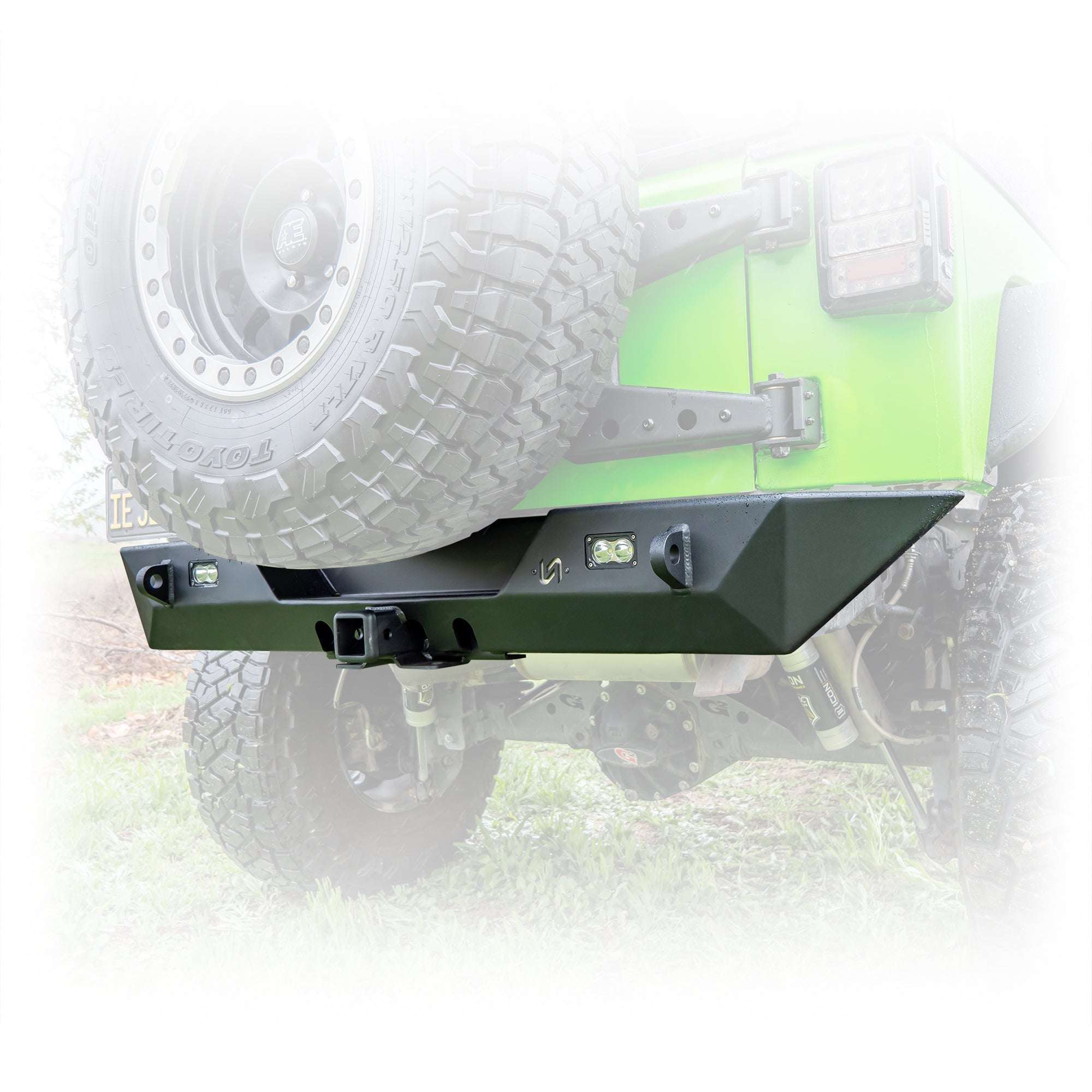 Jeep JK Rear Bumper with LED Pod Lights & Hitch Receiver | 2007–2018 - Turn Offroad