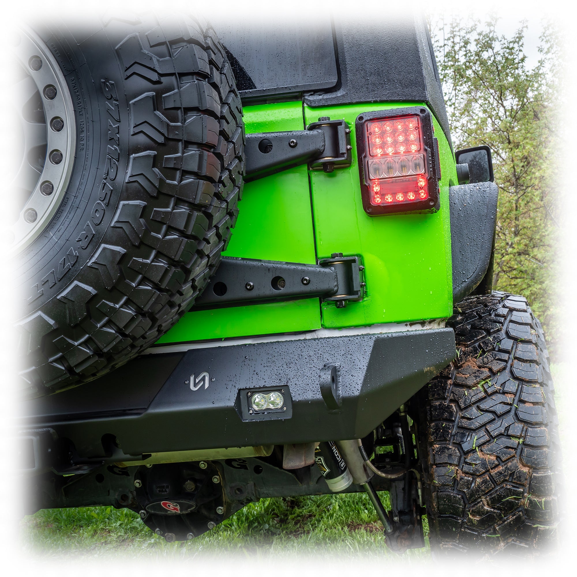 Jeep JK Rear Bumper with LED Pod Lights & Hitch Receiver | 2007–2018 - Turn Offroad
