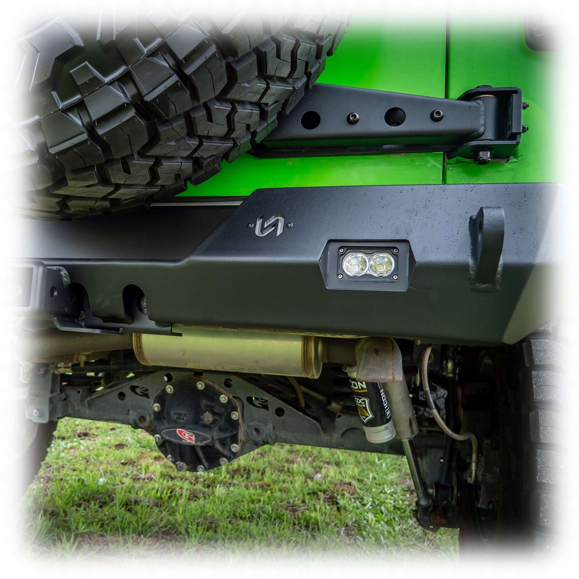 Jeep JK Rear Bumper with LED Pod Lights & Hitch Receiver | 2007–2018 - Turn Offroad