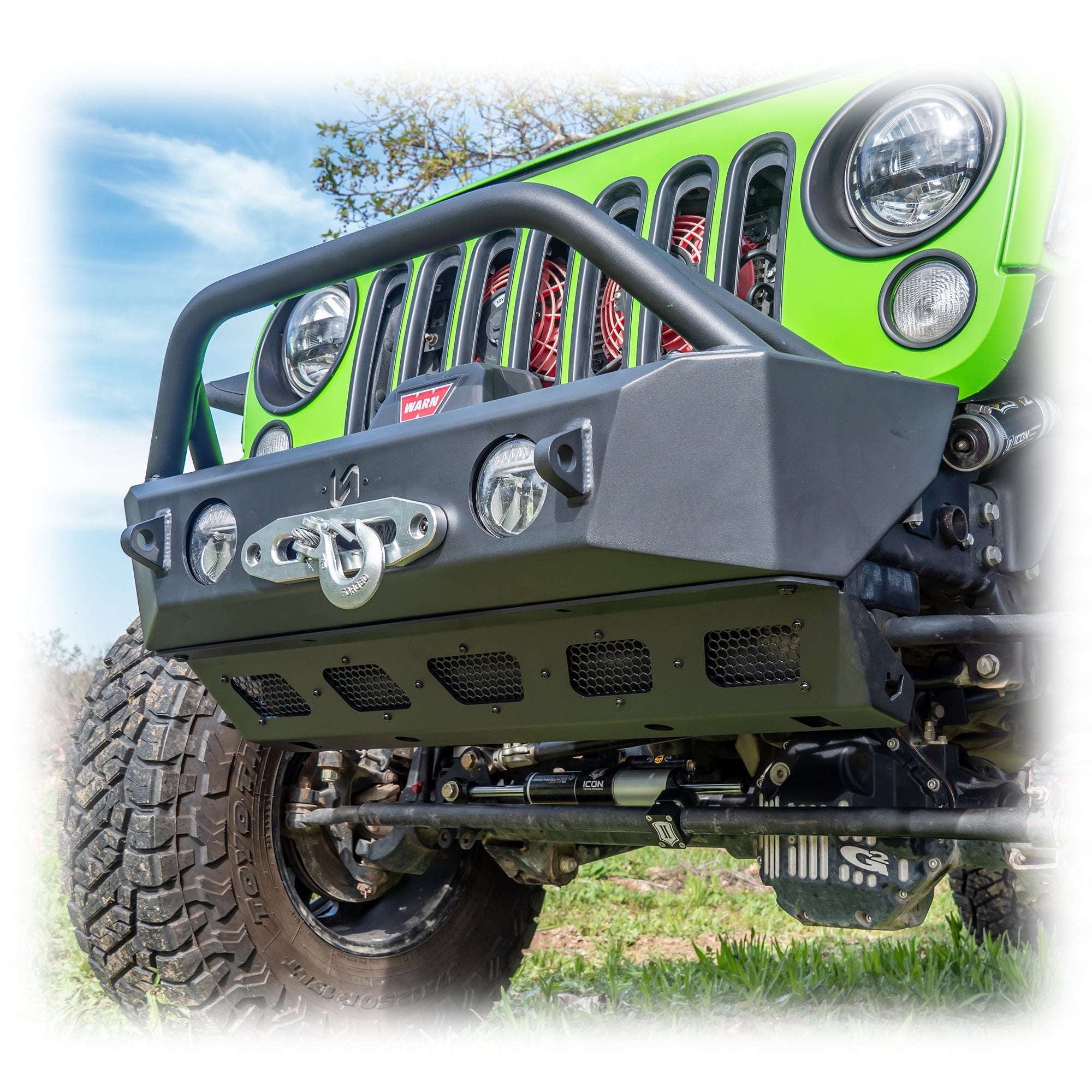 Jeep JK/JL/JT Front Bumper with Skid Plate & Recessed Winch Mount | 2007–2025 - Turn Offroad