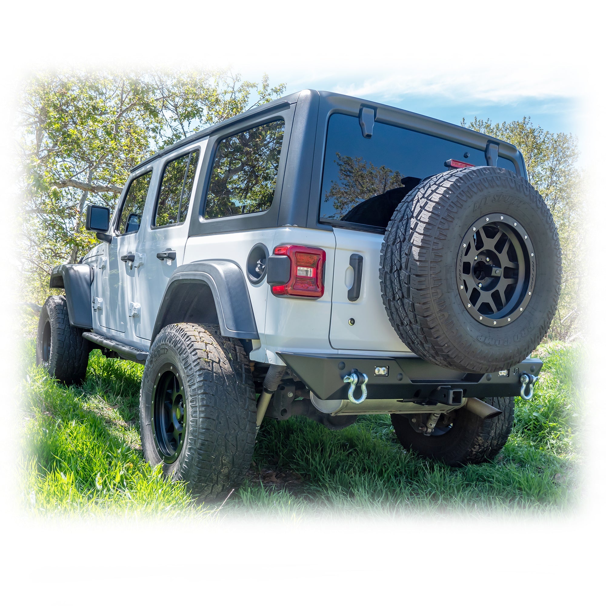 Jeep JL Rear Bumper with LED Pod Lights & Hitch Receiver – Minimalist | 2018–2025 - Turn Offroad
