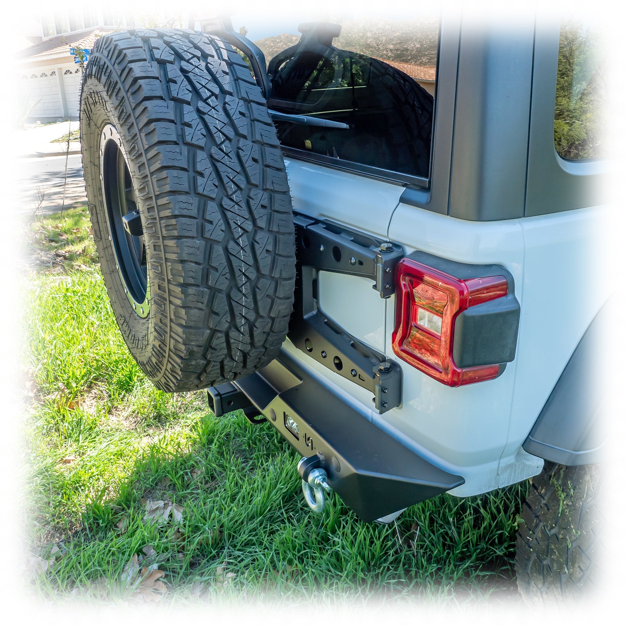 Jeep JL Rear Bumper with LED Pod Lights & Hitch Receiver – Minimalist | 2018–2025 - Turn Offroad