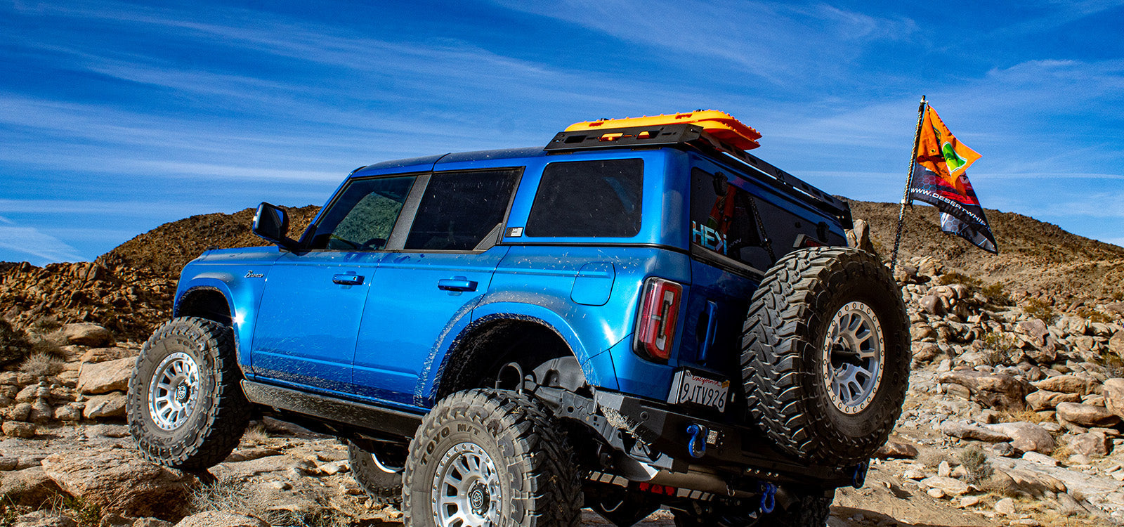 Blue custom color-matched Ford Bronco hard top
