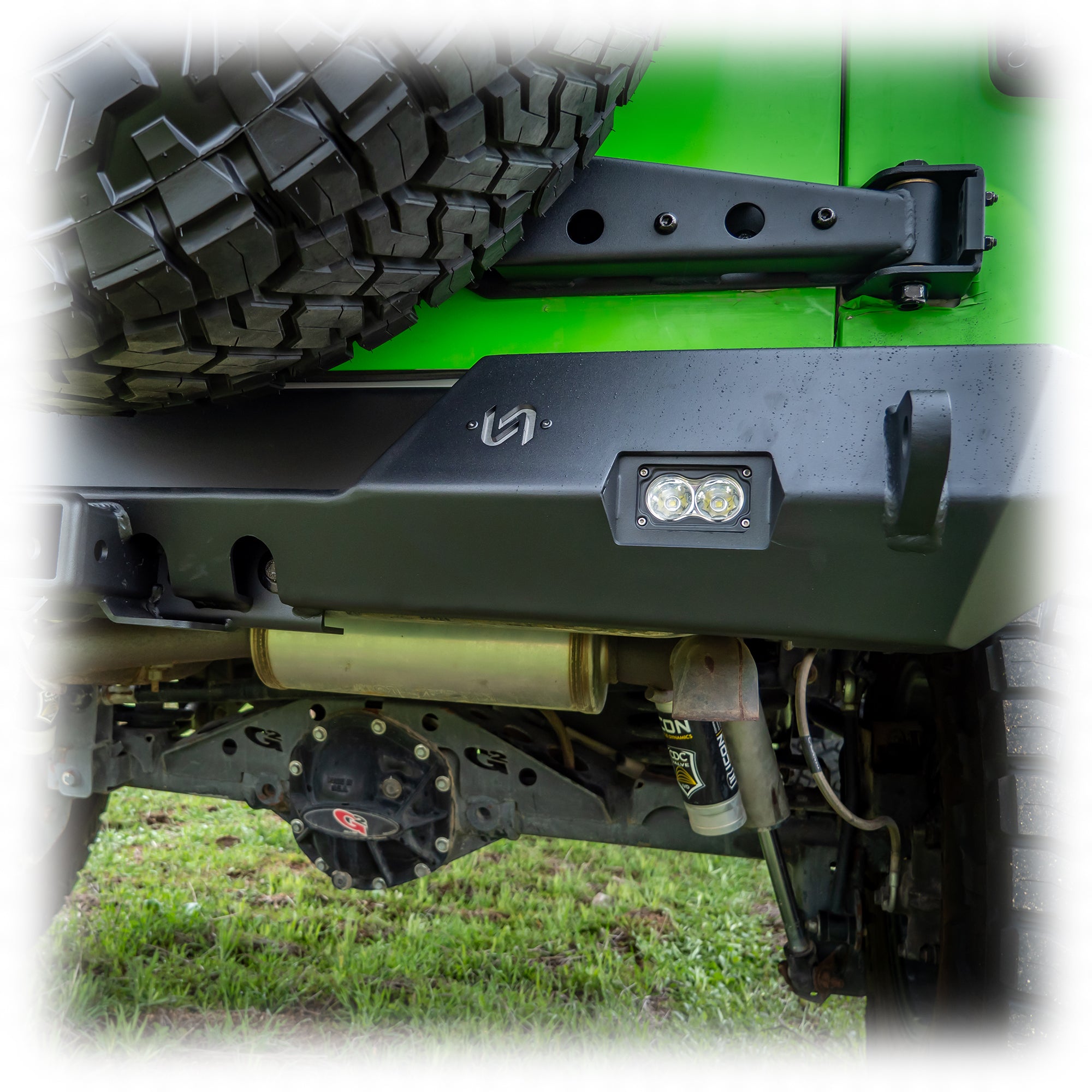 Jeep JK Rear Bumper with LED Pod Lights & Hitch Receiver | 2007–2018