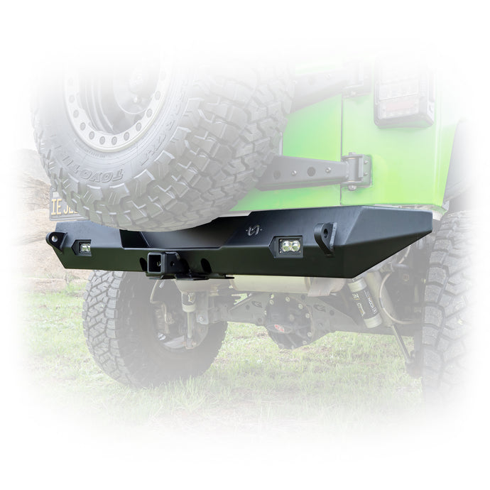 Jeep JK Rear Bumper with LED Pod Lights & Hitch Receiver | 2007–2018