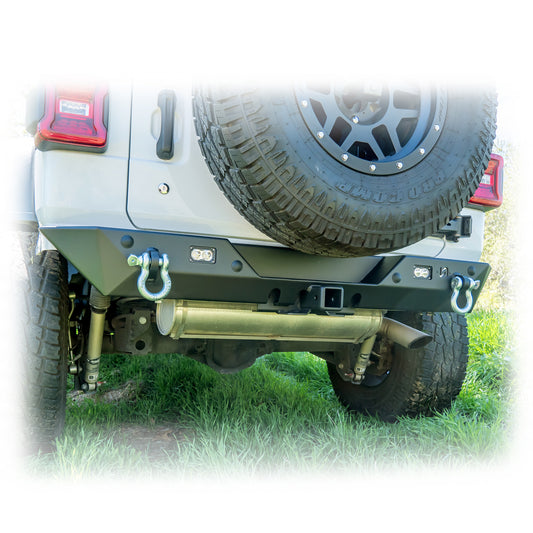 Jeep JL Rear Bumper with LED Pod Lights & Hitch Receiver – Minimalist | 2018–2025