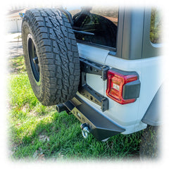 Jeep JL Rear Bumper with LED Pod Lights & Hitch Receiver – Minimalist | 2018–2025