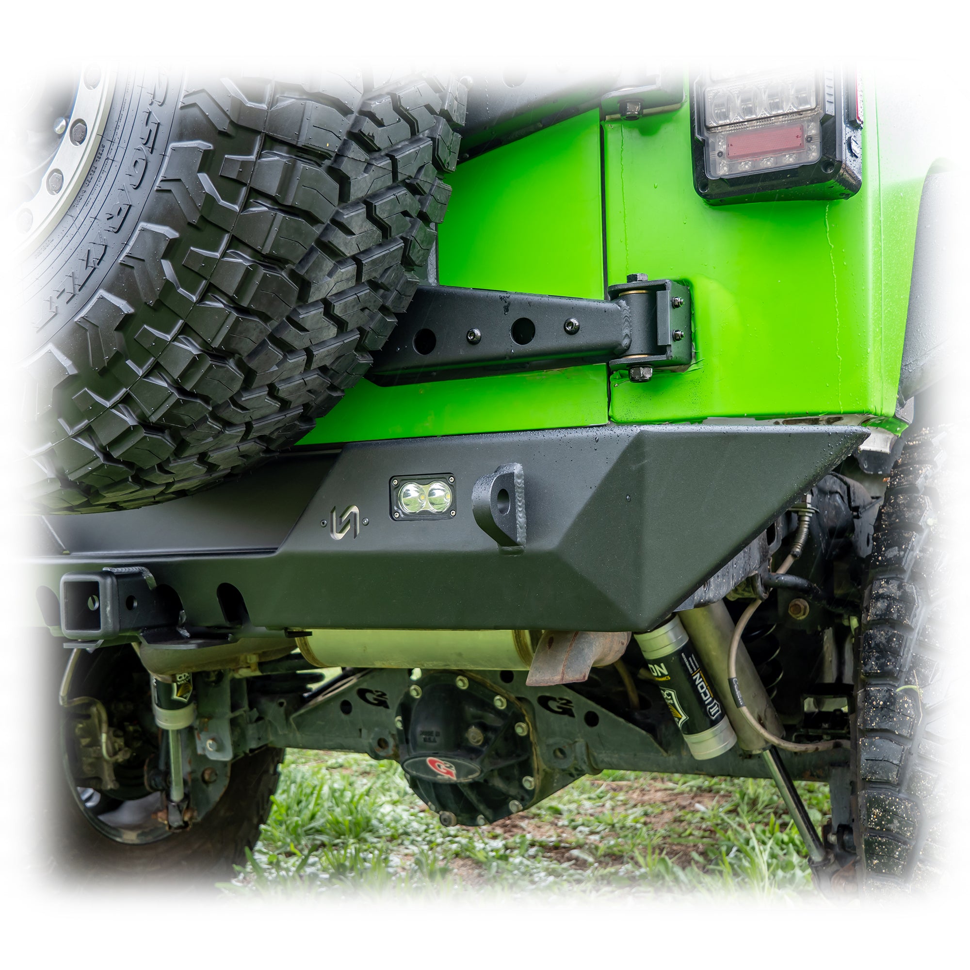 Jeep JK Rear Bumper with LED Pod Lights & Hitch Receiver | 2007–2018