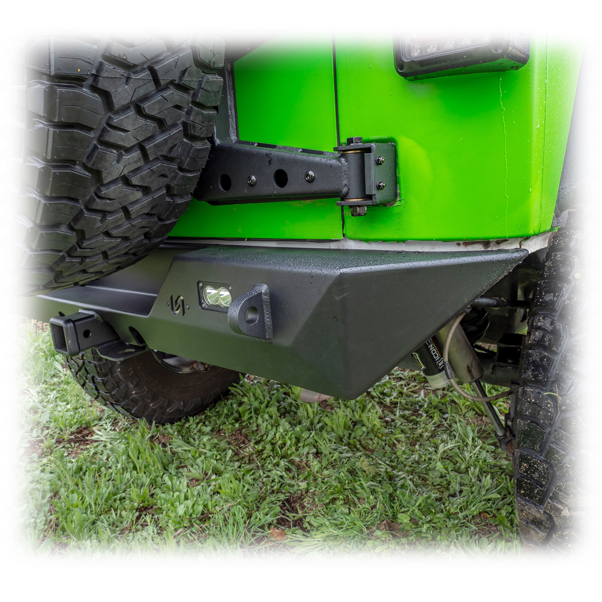 Jeep JK Rear Bumper with LED Pod Lights & Hitch Receiver | 2007–2018