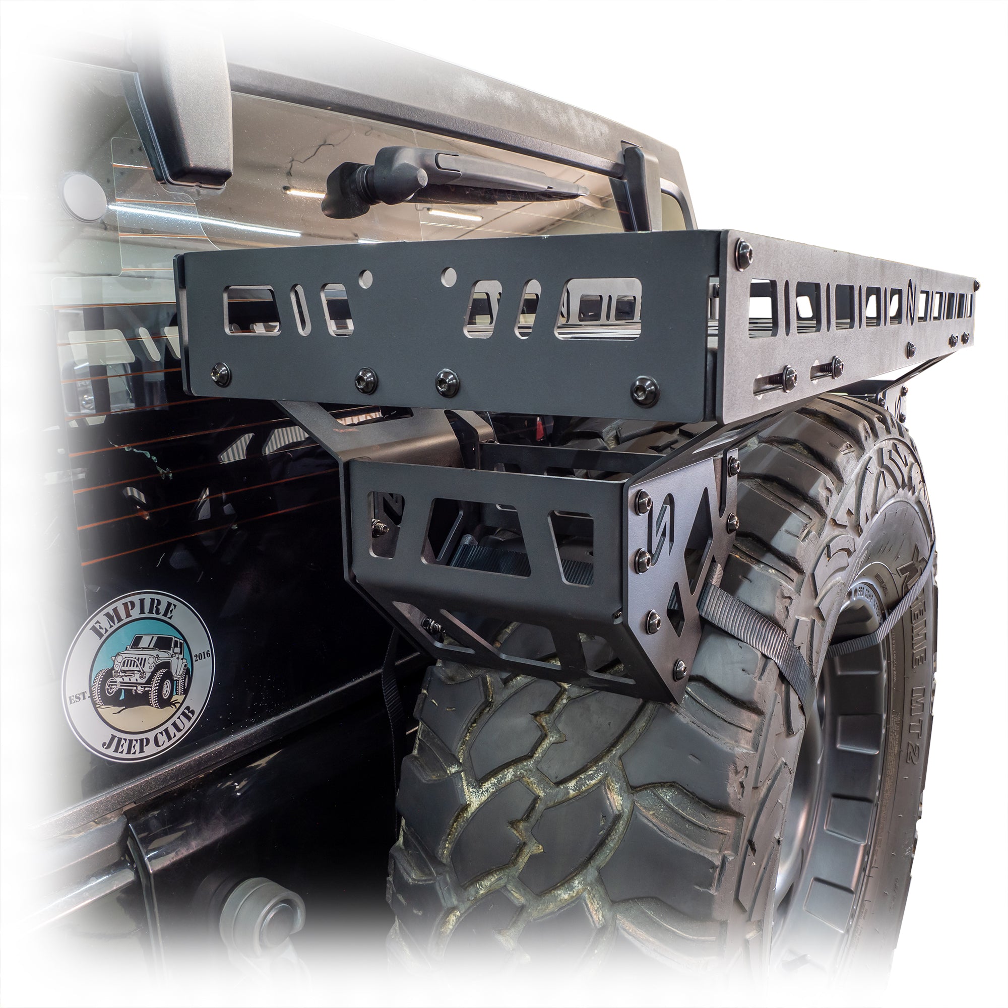 Universal Offroad Spare Tire Storage Rack - Offroad Ice Chest Carrier