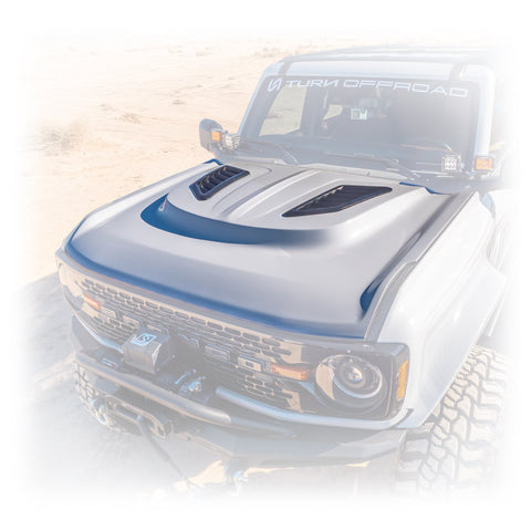 Heat Extraction Fiberglass Hood for Ford Bronco - Turn Offroad