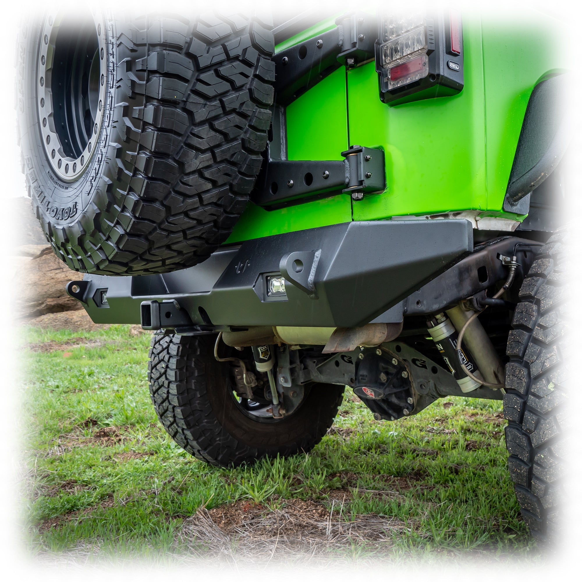 Jeep JK Rear Bumper with LED Pod Lights & Hitch Receiver | 2007–2018 - Turn Offroad