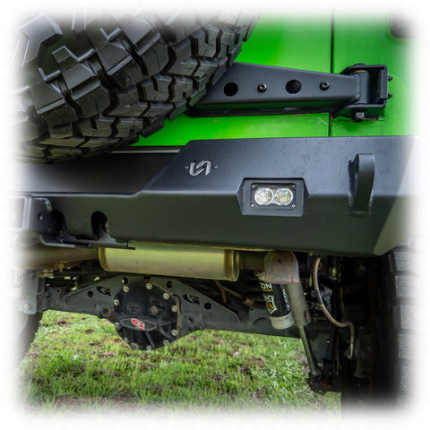 Jeep JK Rear Bumper with LED Pod Lights & Hitch Receiver | 2007–2018 - Turn Offroad