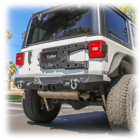 Jeep JL Rear Bumper with LED Pod Lights & Hitch Receiver | 2018–2025 - Turn Offroad